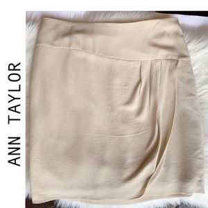 ANN TAYLOR | Cream Draped Silk Skirt